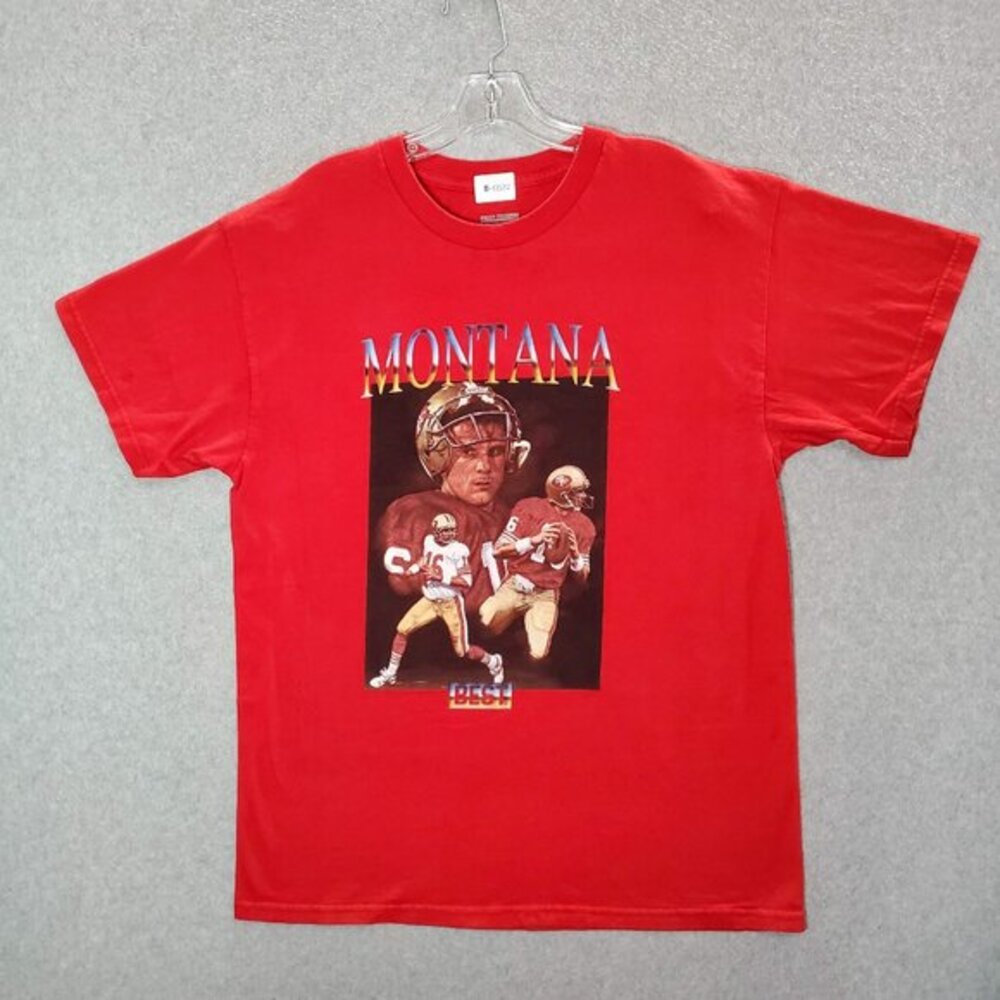 San Francisco 49ers Men Shirt‎ Large Red Joe Montana Breezy Excursion BEST Tee